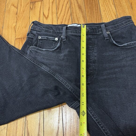 Agolde Riley High Rise Straight Crop Jeans in Panoramic Washed Black Size 28 - Picture 10 of 11